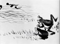 Qi Baishi frogs and tadpoles old China ink